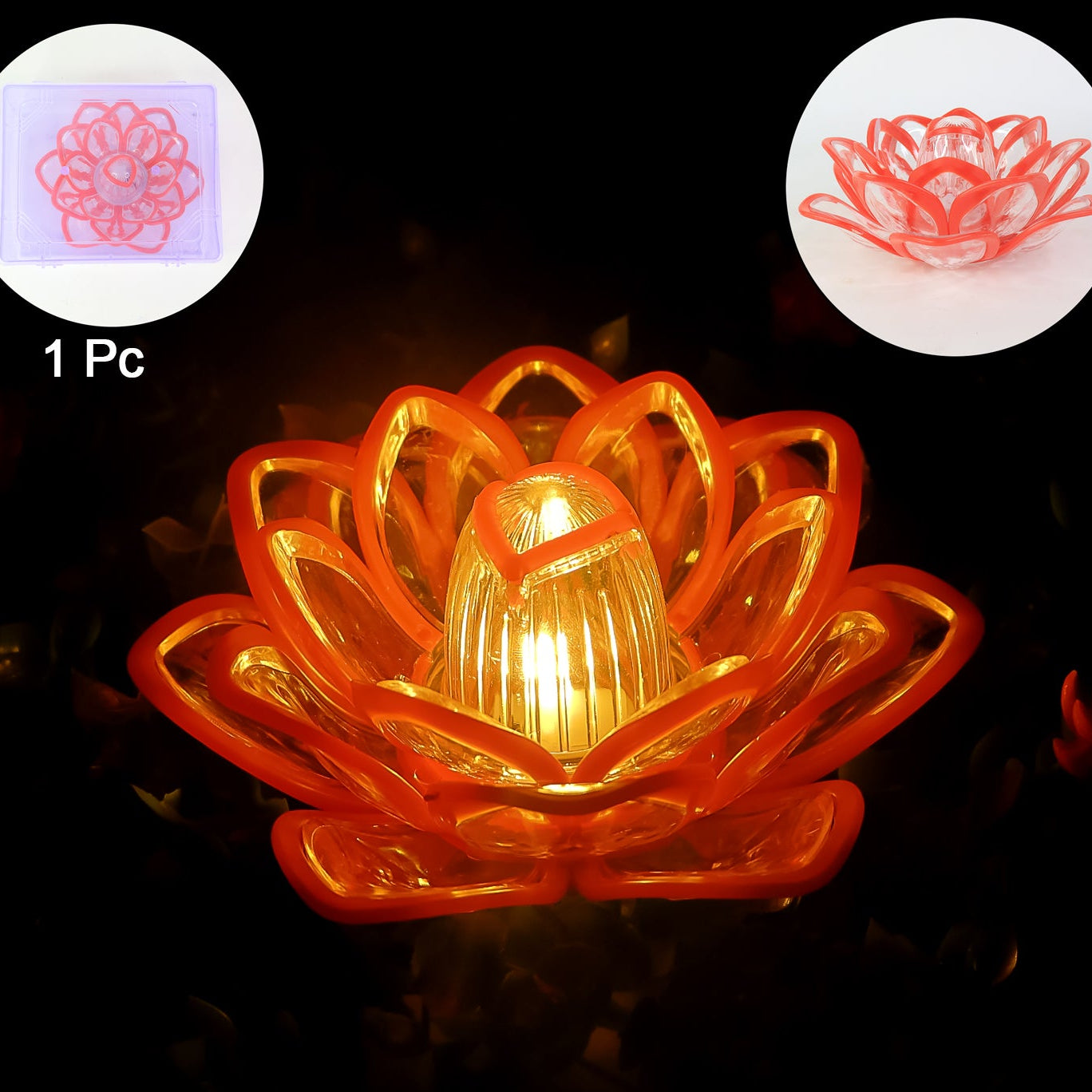 Decorative Lotus Shaped LED Candle Light (1 Pc) - Flameless & Safe for Home Decor - Happy Price - Image 1