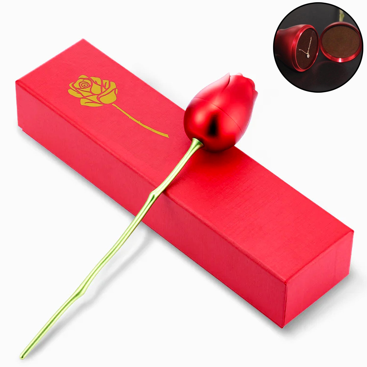Metal Red Rose Couple Jewelry Box-fancy Jewelry Box (1 Pc) - Happy Price - Image 2