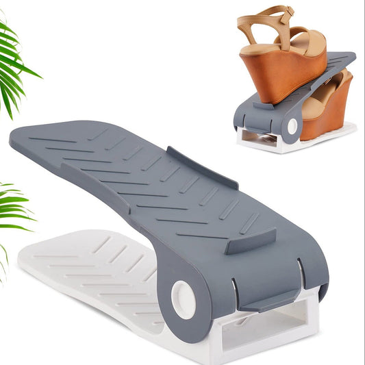 Adjustable Plastic Shoe Organizers Adjustable Shoe Slots Organizer Portable Shoe Rack Space Saver Rack Holder Adjustable Shoe Rack Shoe Holder (1 Pc) - Happy Price - Image 1