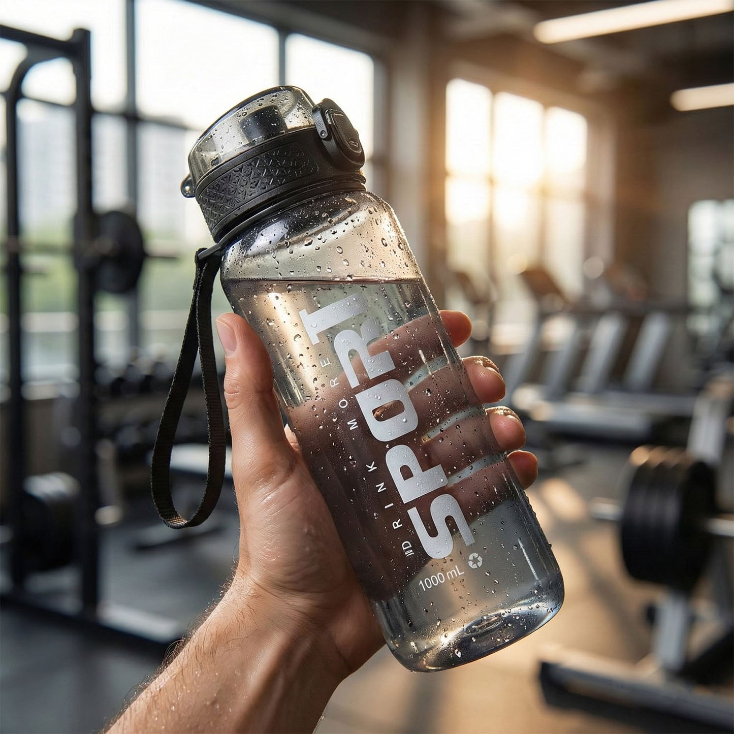 1000 ML Sports Water Bottle - Leakproof Flip Lock Lid, Carry Handle (1 Pc) - Happy Price - Image 3