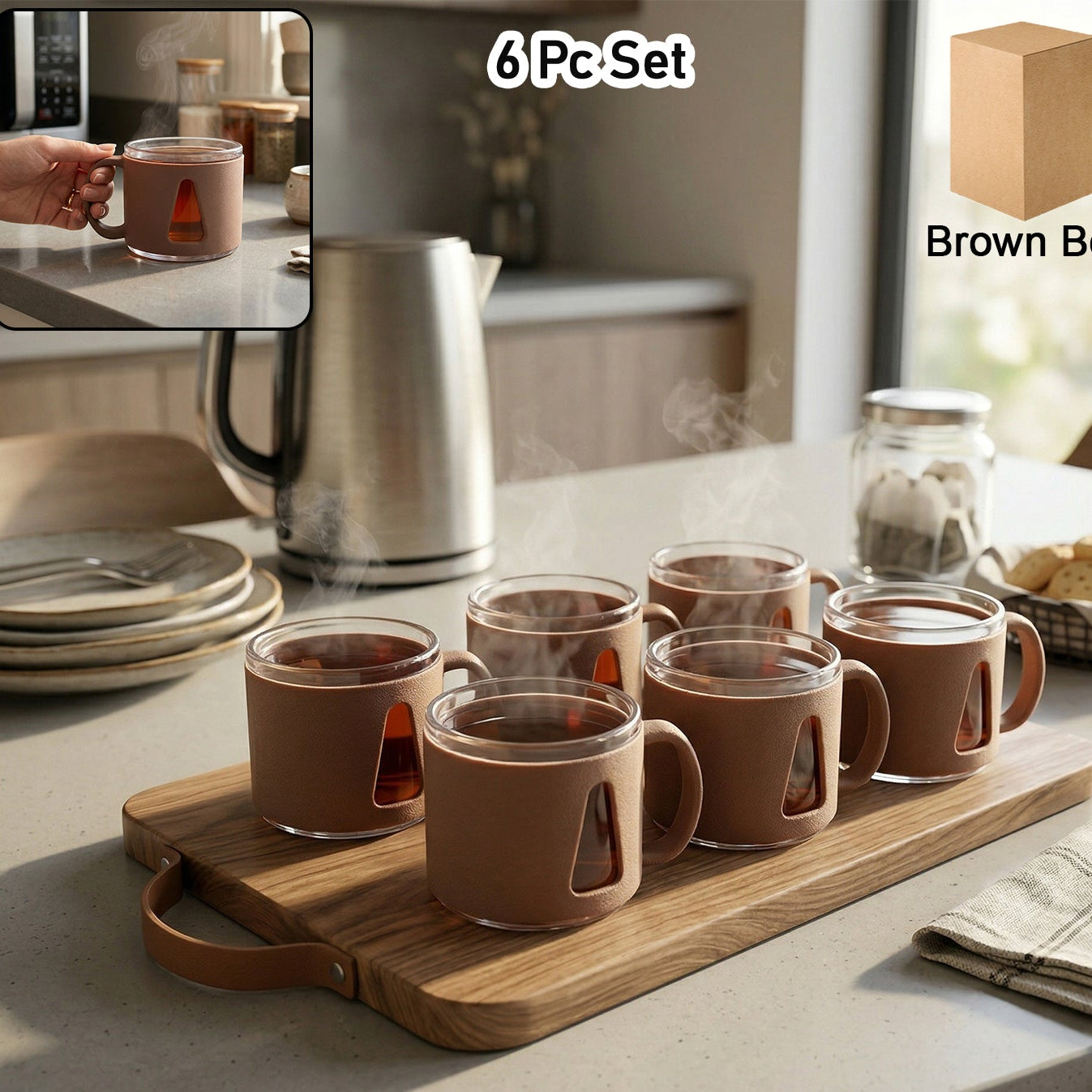 Premium Round Tea Cup Set (6 Pc Set)