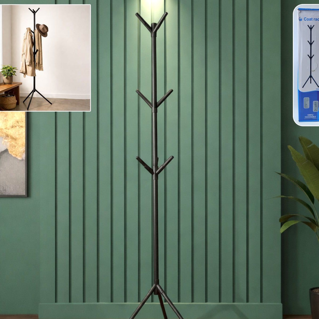 Metal Floor Standing Coat Rack with Multiple Hooks - 1 Pc Stand - Happy Price - Image 1