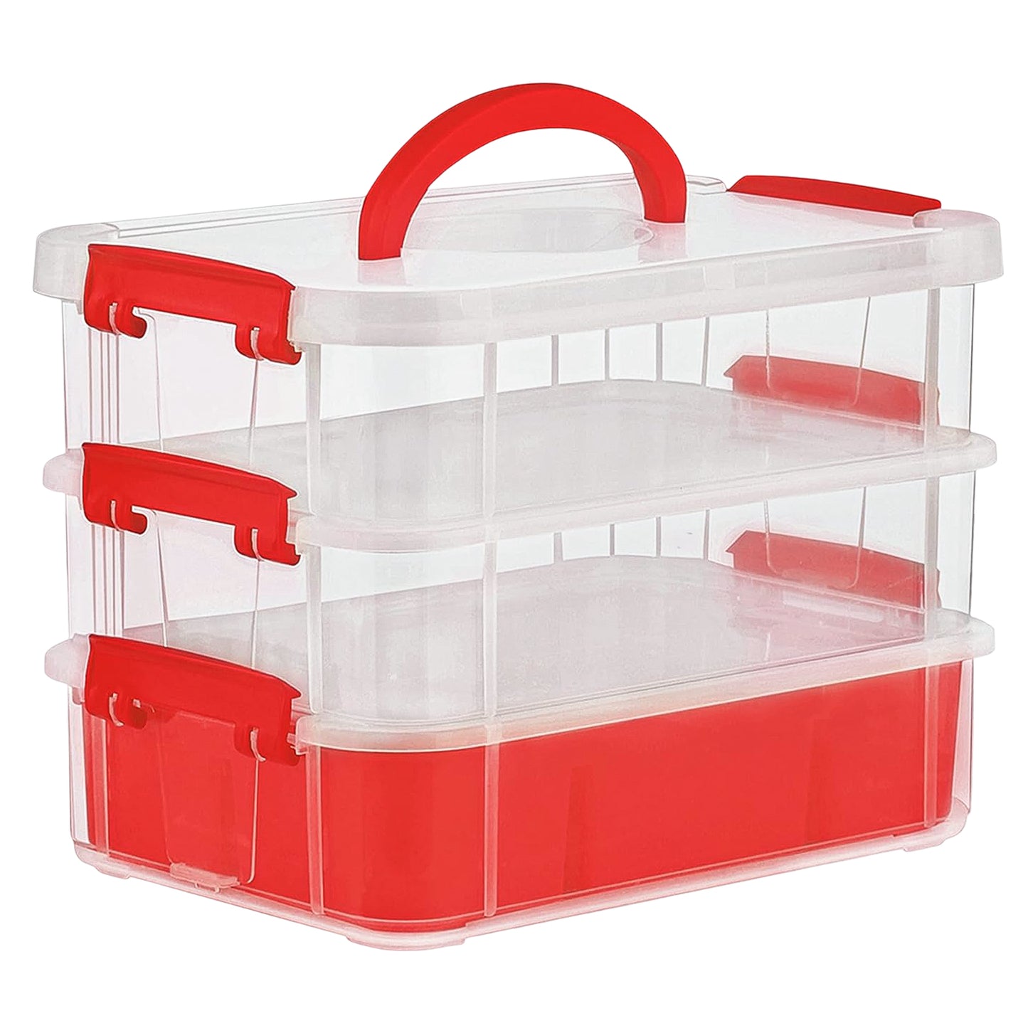 3-layer Multi-purpose Transparent Plastic Storage Carry Box With Handle - Happy Price - Image 4