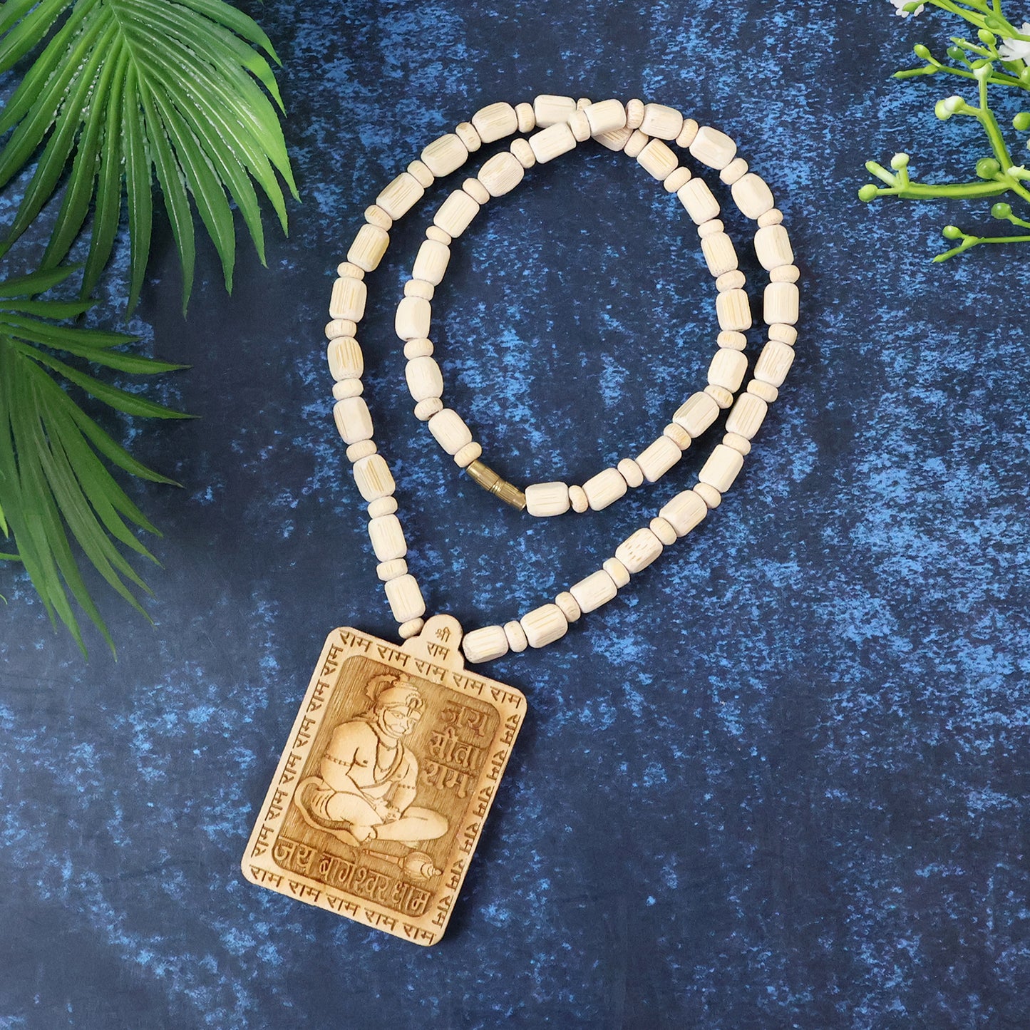 Wooden Hanuman Pendant Mala with Sacred Engravings - 1 Pc - Happy Price - Image 7