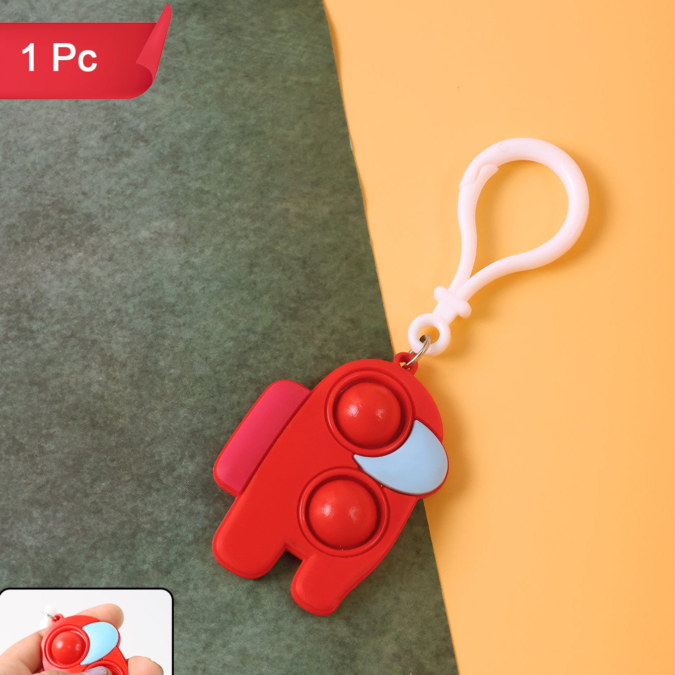 2-Bubble Pop-It Fidget Keychain Toy - 1 Pc Mix Color - Happy Price - Image 1
