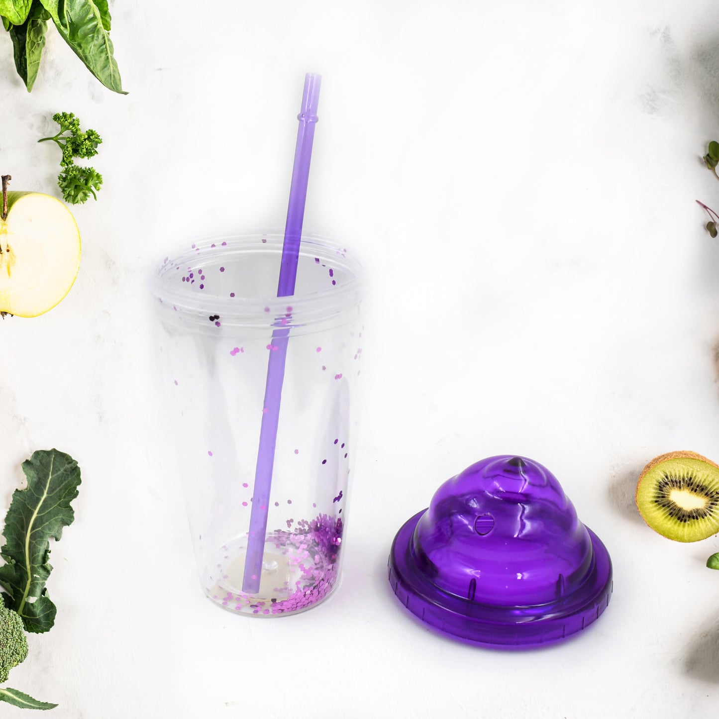 High Quality Plasticcreative Cold Drink Cup  Tumble Reusable Tea Coffee Tumbler With Lid And Straw Double Wall Plastic Drinking Sport Bottletravel Tumbler (1 Pc  Mix Color) - Happy Price - Image 6