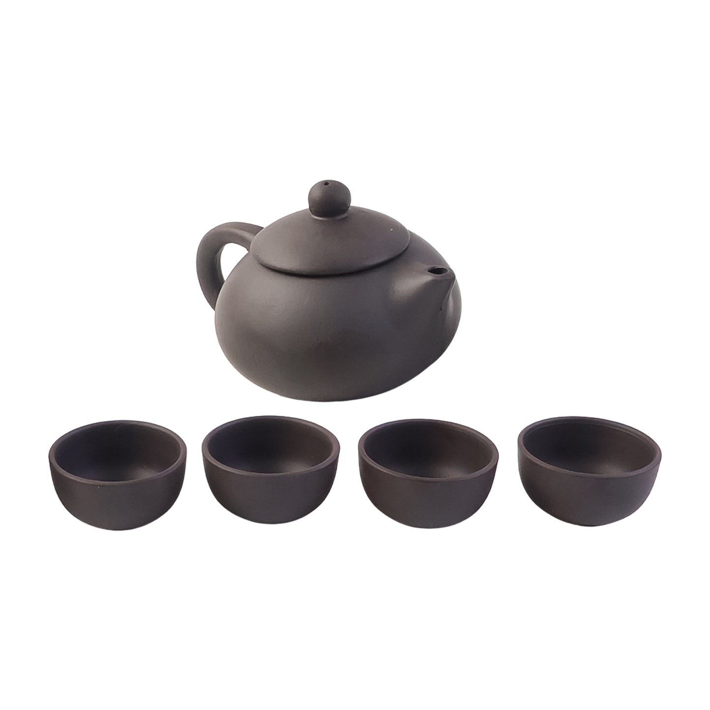Black Clay Ceramic Tea Set with Teapot and 4 Cups - 5 Piece Oriental Brew Set - Happy Price - Image 5