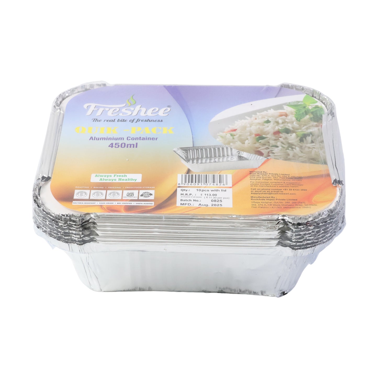 Aluminium Food Containers with Lids, 450 ML, 10 Pcs Pack - Happy Price - Image 5