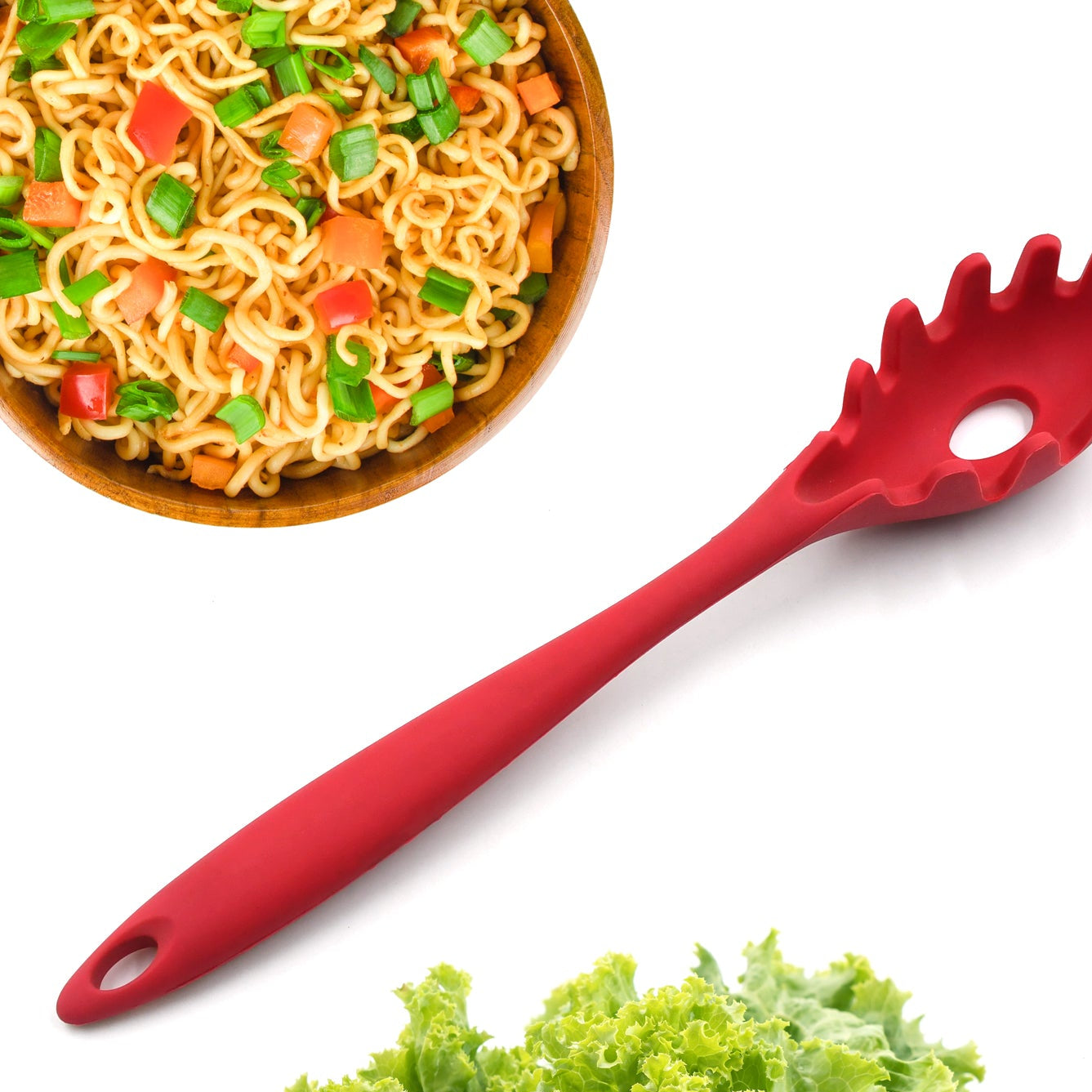 Pasta Fork Silicone Cookware Spaghetti Strainer Server Spoon No Hurt The Pot High Temperature Resistant Nonslip. - Happy Price - Image 1