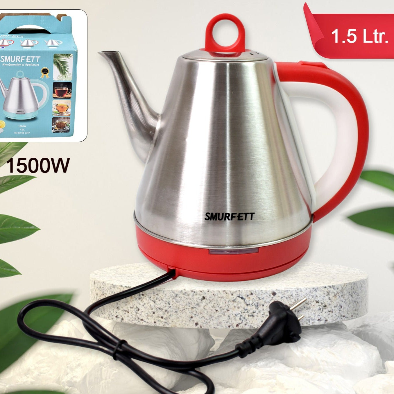 Stainless Steel Large Capacity Electric Kettle (1500w  1.5 Ltr.) - Happy Price - Image 1