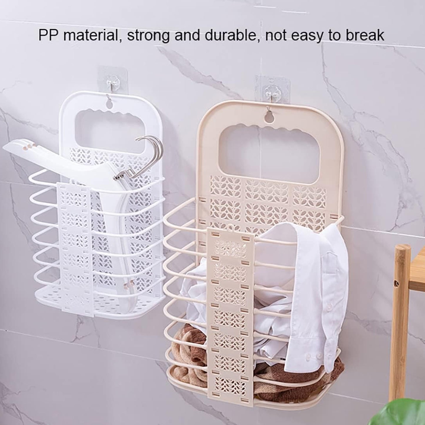 Wall Hanging Laundry Basket Clothes Hanger Dirty Hamper Clothes Storage Hook Clothes Rails For Laundry Washing Machine Bathroom Kids Dirty Clothes Storage Hanger (1 Pc) - Happy Price - Image 3