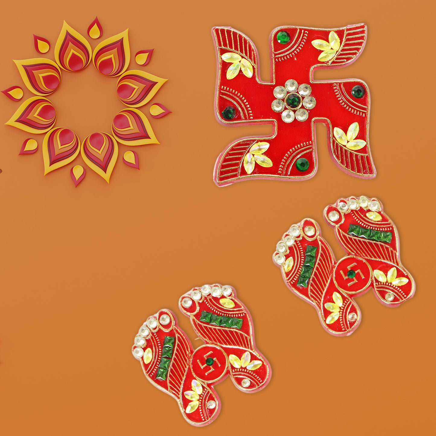 Decorative Shubh Labh Door Hanging Set - 6 Pcs for Home Entrance & Pooja Room - Happy Price - Image 3