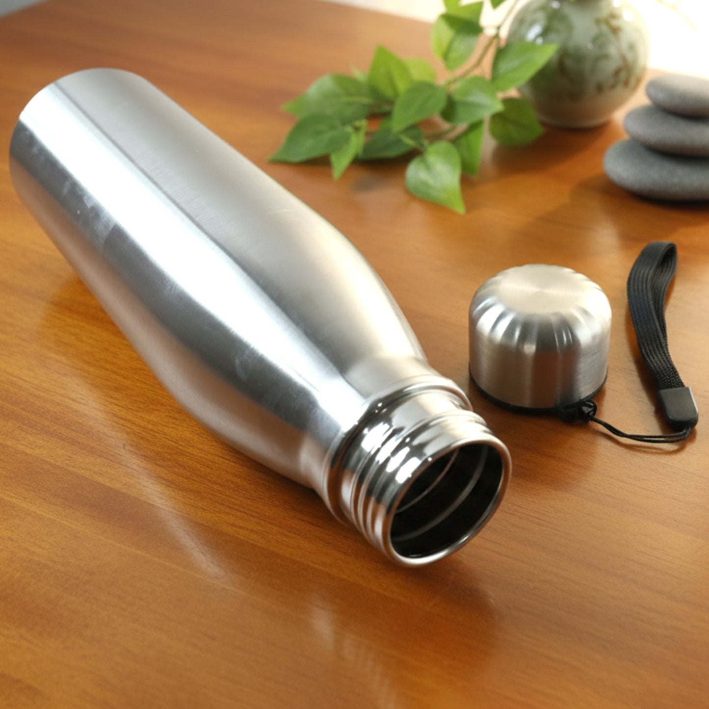 1000 ML Stainless Steel Water Bottle - Leakproof, with Strap (1 Pc) - Happy Price - Image 6