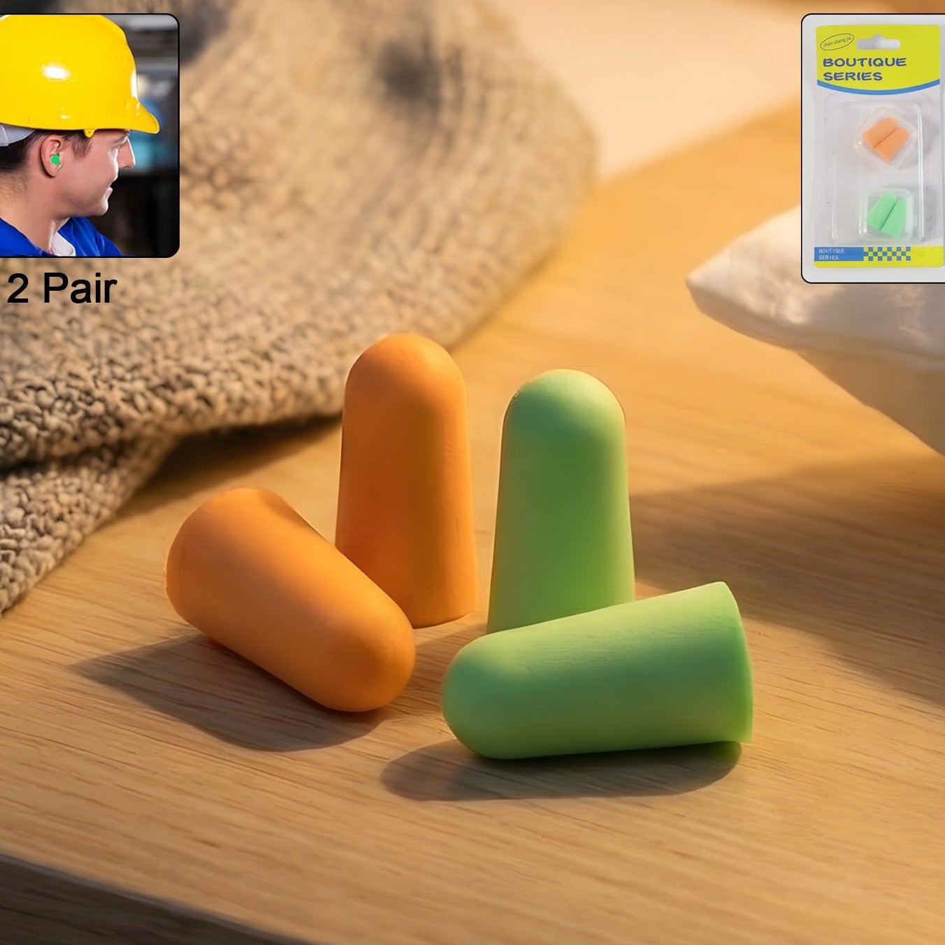Comfortable Reusable Foam Earplugs - 2 Pair Set for Noise Reduction - Happy Price - Image 1