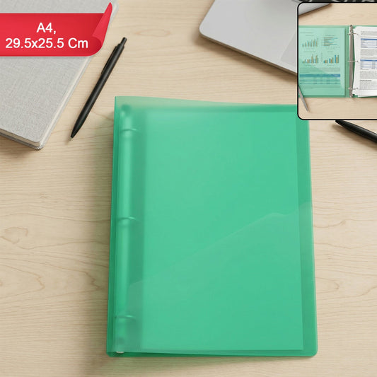 A4 Size Transparent Ring Binder File Folder 1 Pc (29.5 X 25.5 Cm)