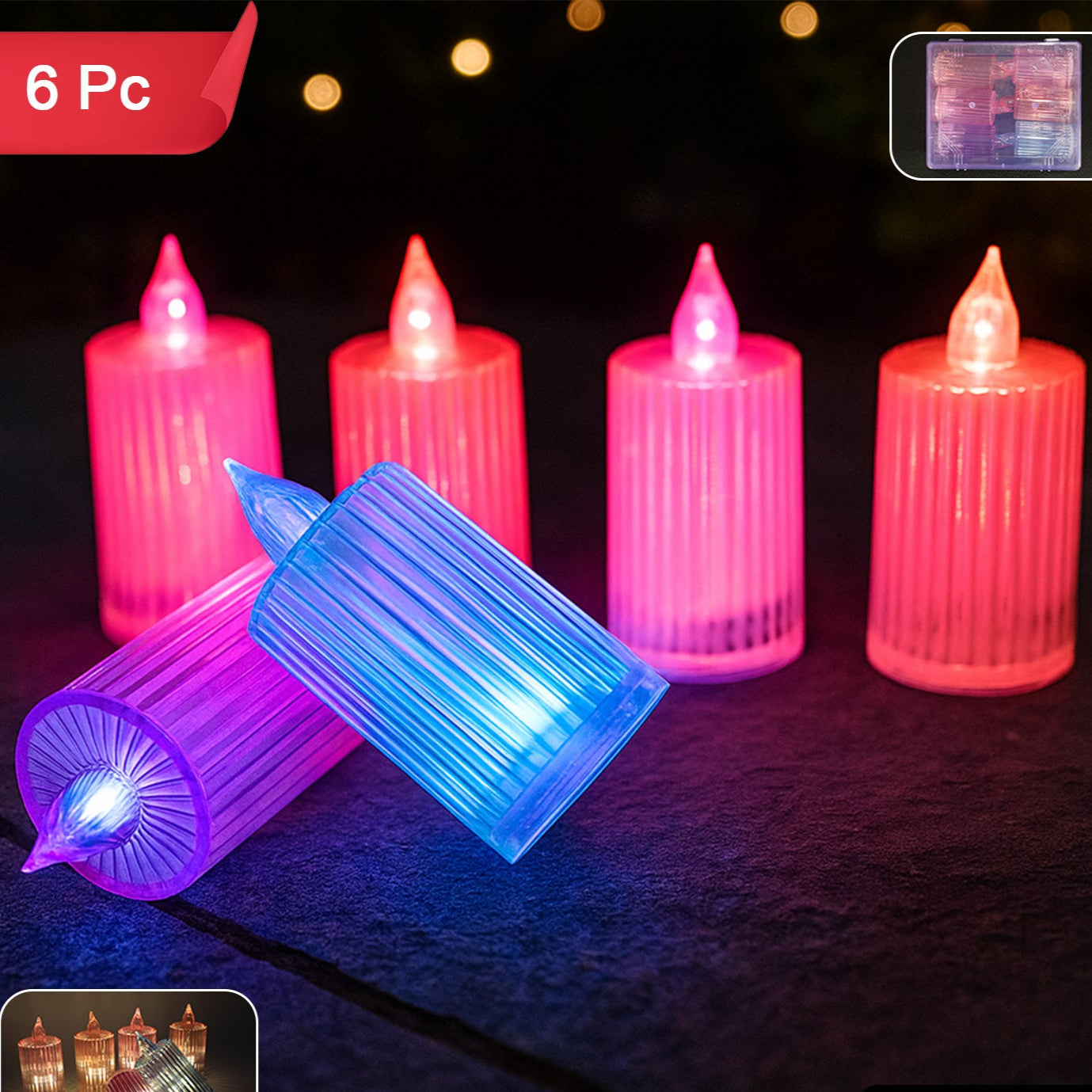 Decorative LED Candle Lights Set - 6 Pieces Flameless Electronic Candles for Home Ambiance - Happy Price - Image 1