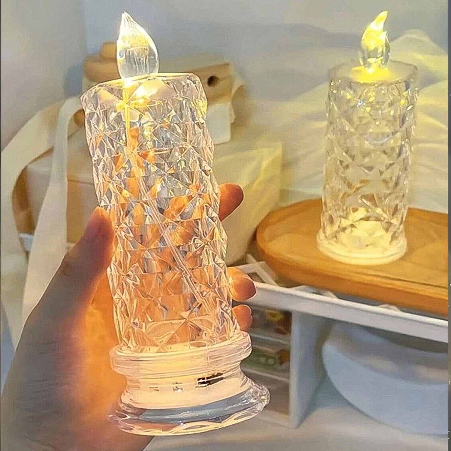 Rose Candles For Home Decoration Crystal Candle Lights - Happy Price - Image 2
