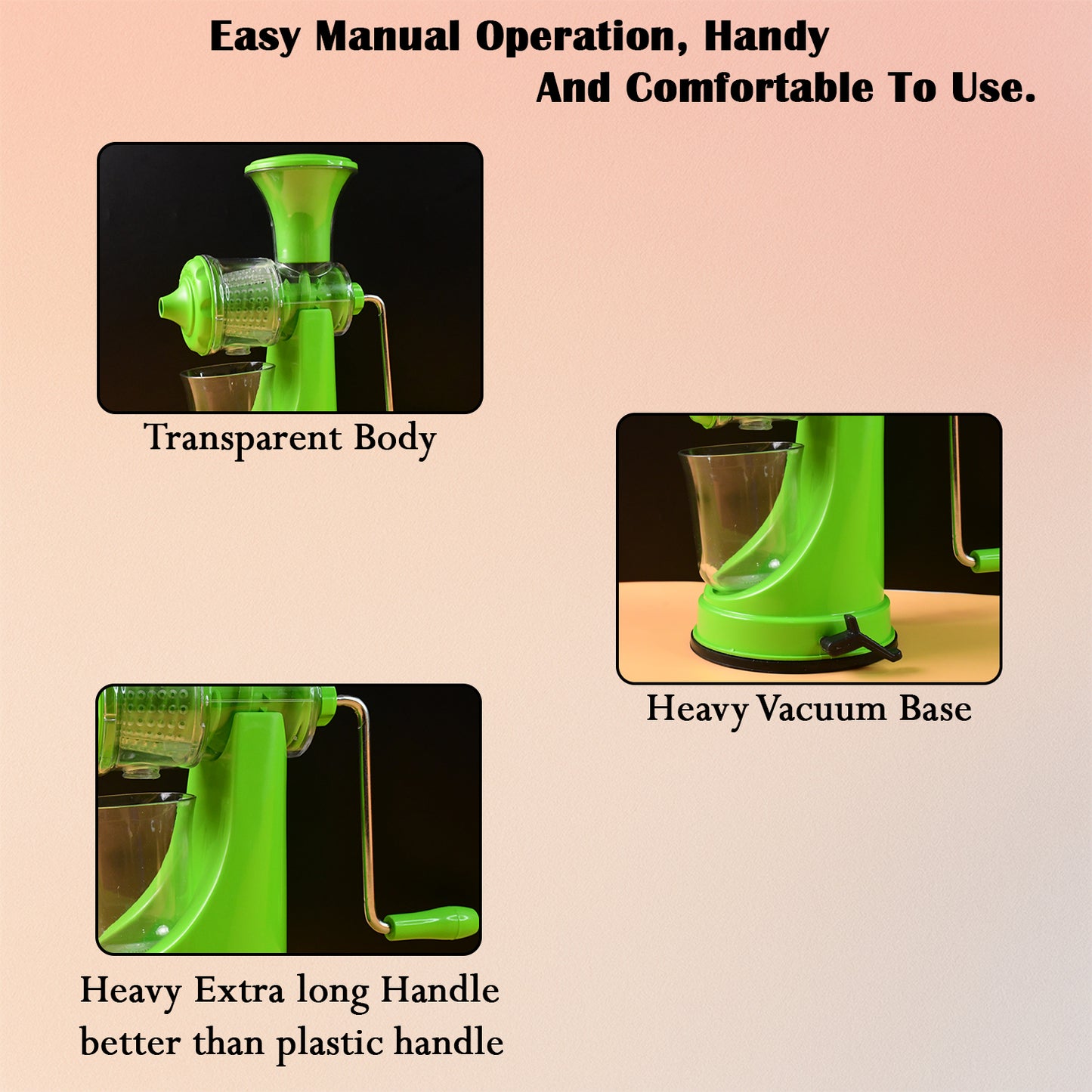 Manual Hand Press Fruit & Vegetable Juicer - Heavy Duty Plastic with Steel Handle - Happy Price - Image 4
