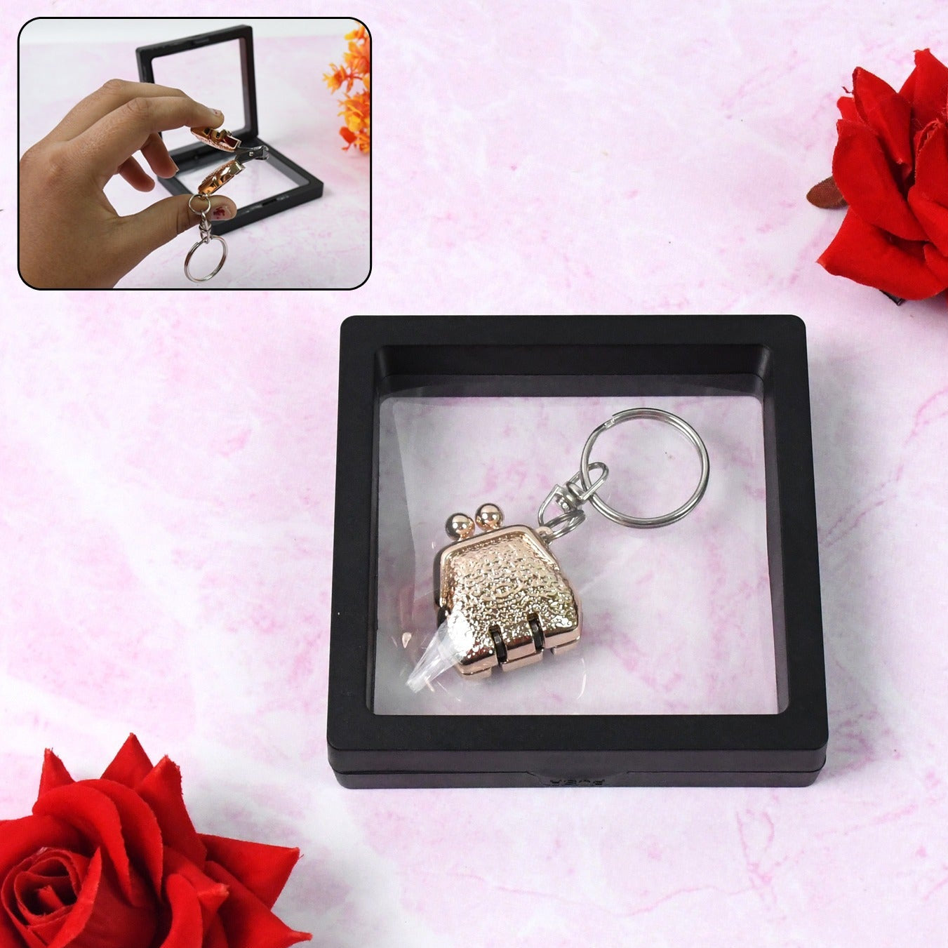 Nail Clipper Keychain With 3d Floating Frame Display Case (1 Set) - Happy Price - Image 1