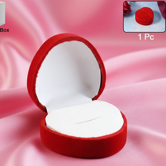 Heart Shaped Velvet Ring Box (1 Pc) - Elegant Jewellery Presentation Case - Happy Price - Image 1
