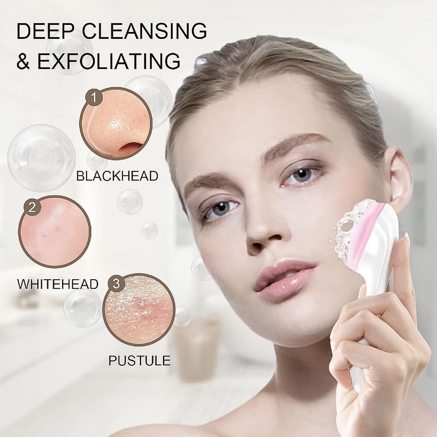 Silicone Face Scrubber Exfoliating Brush Manual Handheld Facial Cleansing Brush (1 Pc) - Happy Price - Image 3