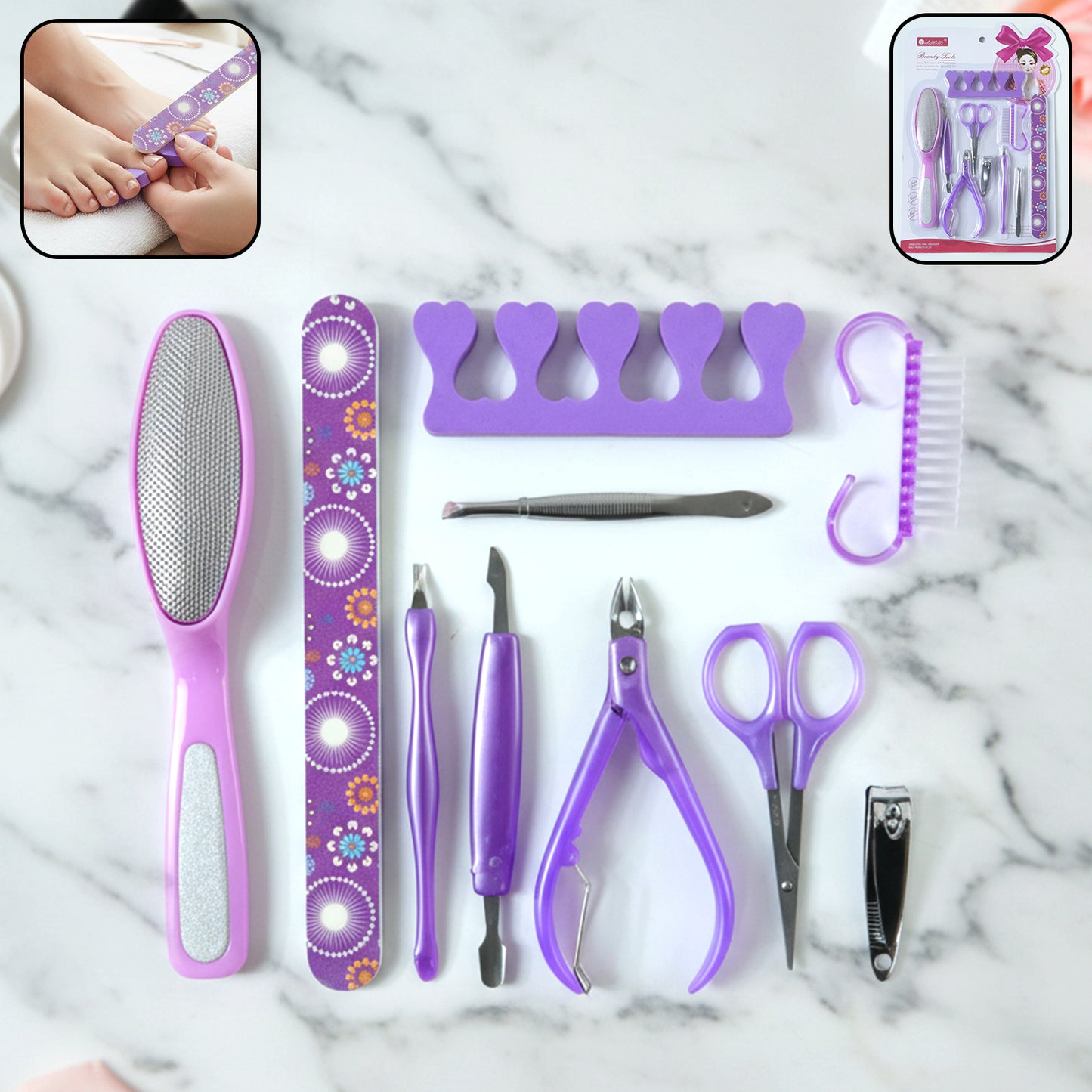 10 Pc Personal Grooming Manicure Pedicure Nail Care Tool Set - Happy Price - Image 2