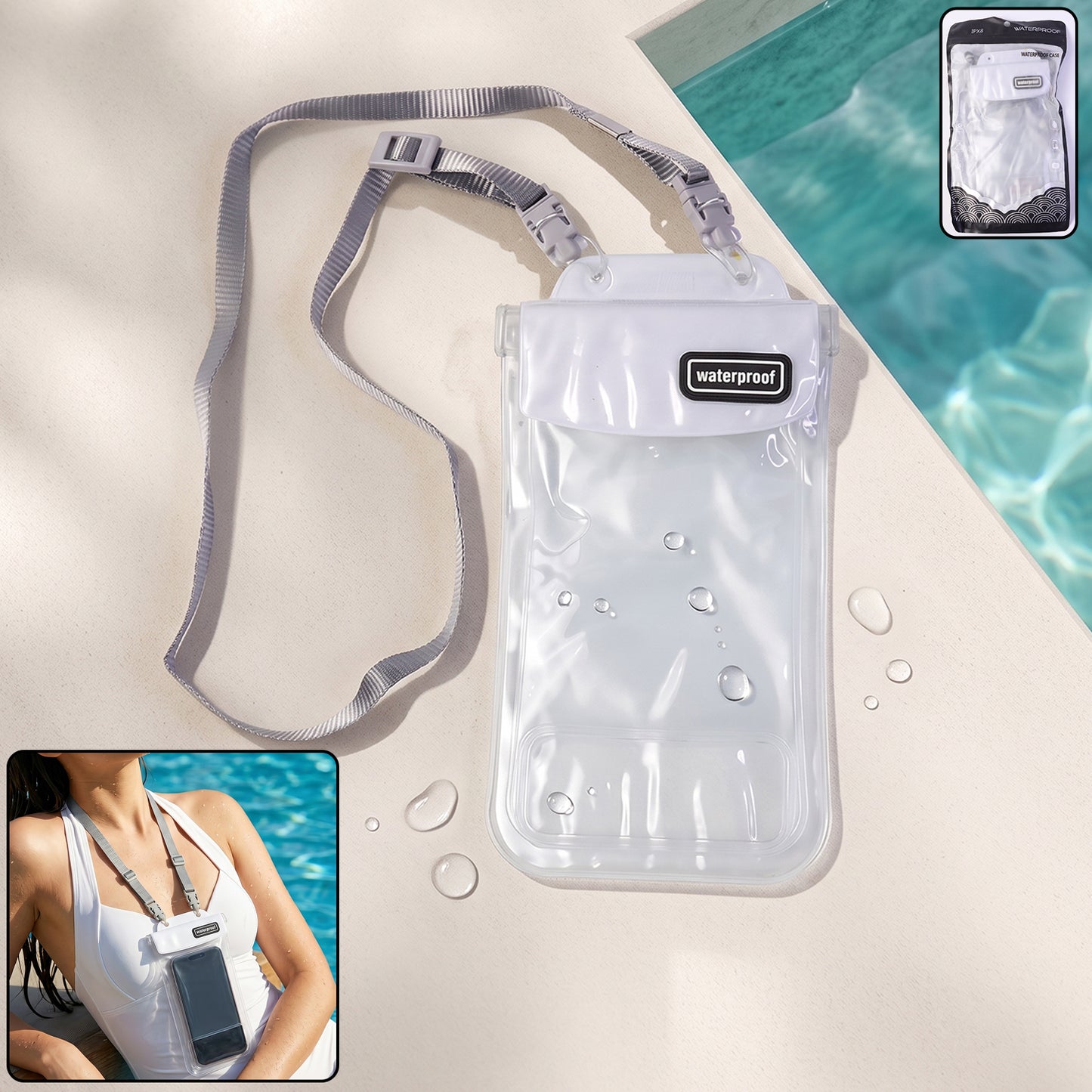 Universal Waterproof Phone Pouch with Lanyard - 1 Pc Sealed Cover - Happy Price - Image 2