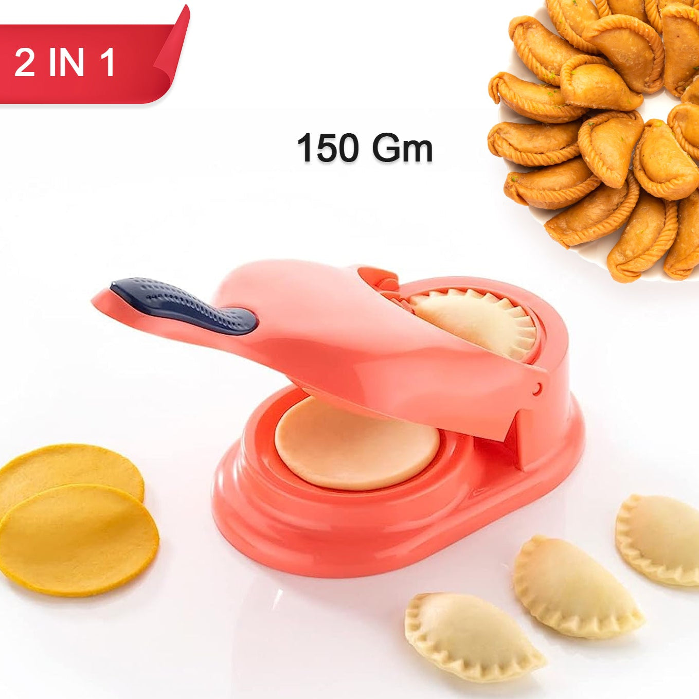 Dumpling Press Mould For Gujiya  Ghughra  Momos Making 2 In 1 Dumpling Maker Mould Machine Kitchen Dumpling Making Tool - Happy Price - Image 1