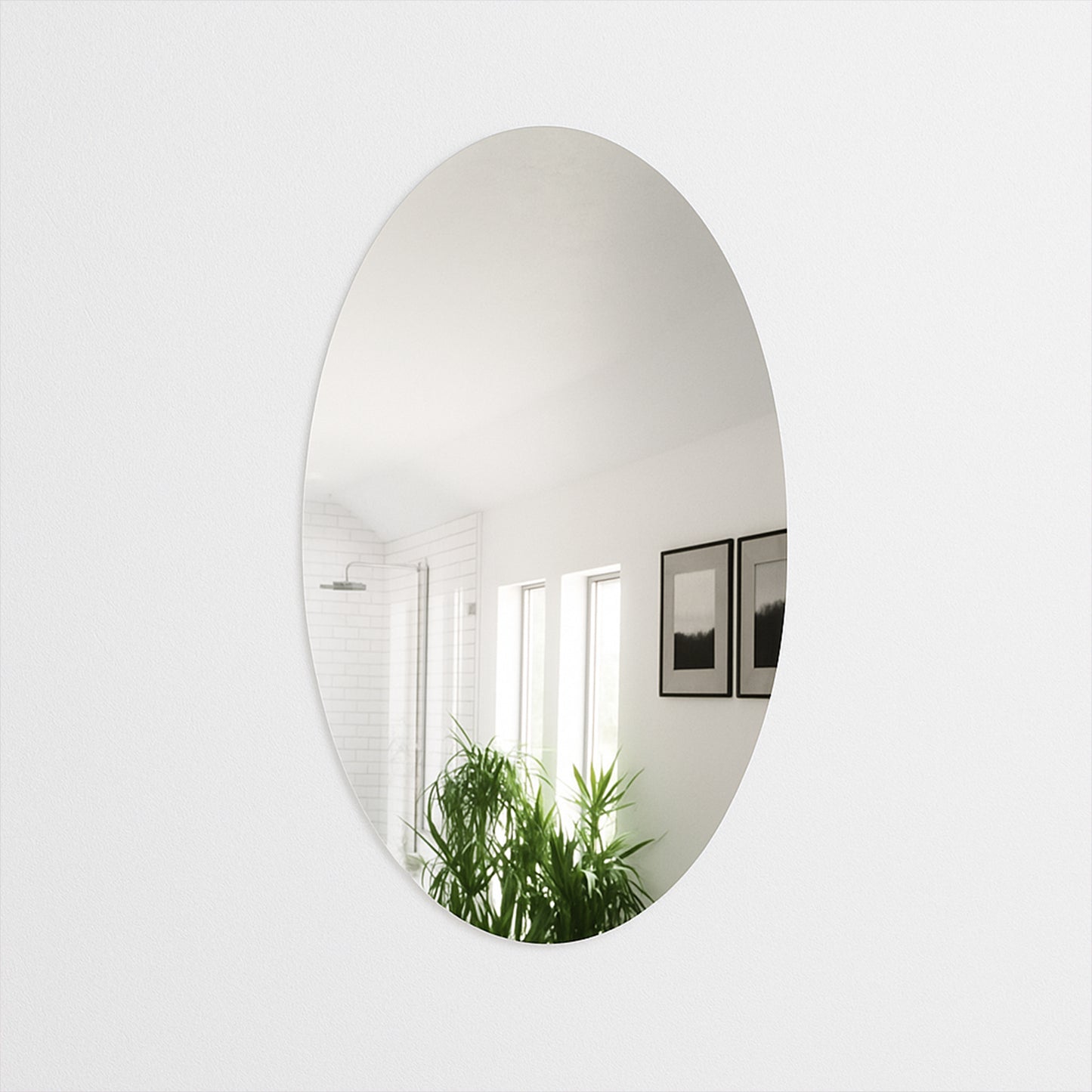 Elegant Oval Frameless Wall Mirror For Home  Office Decor (6 Pc) - Happy Price - Image 7
