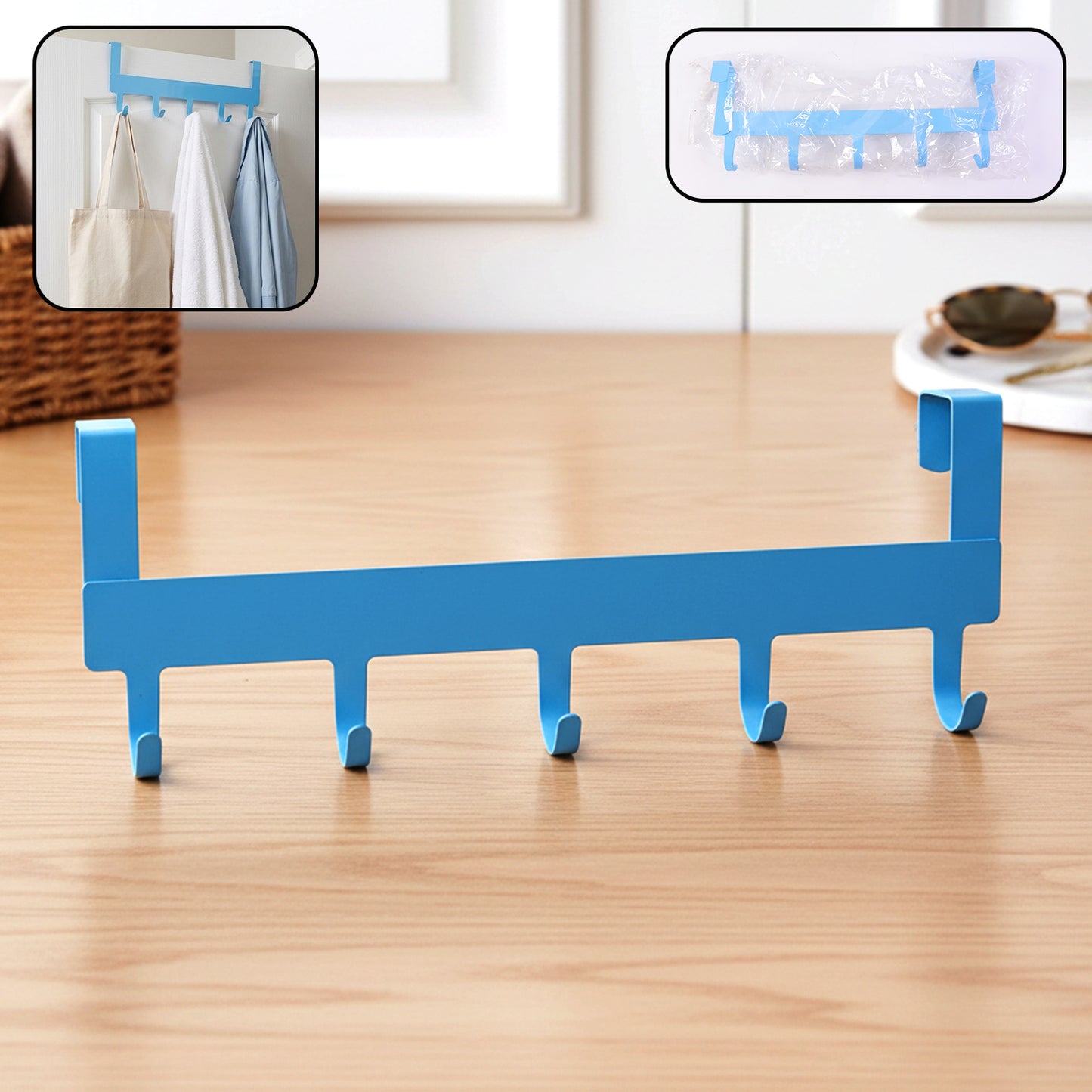 Metal Over-the-Door 5 Hook Rack (1 Pc) - Home & Office Organizer - Happy Price - Image 2