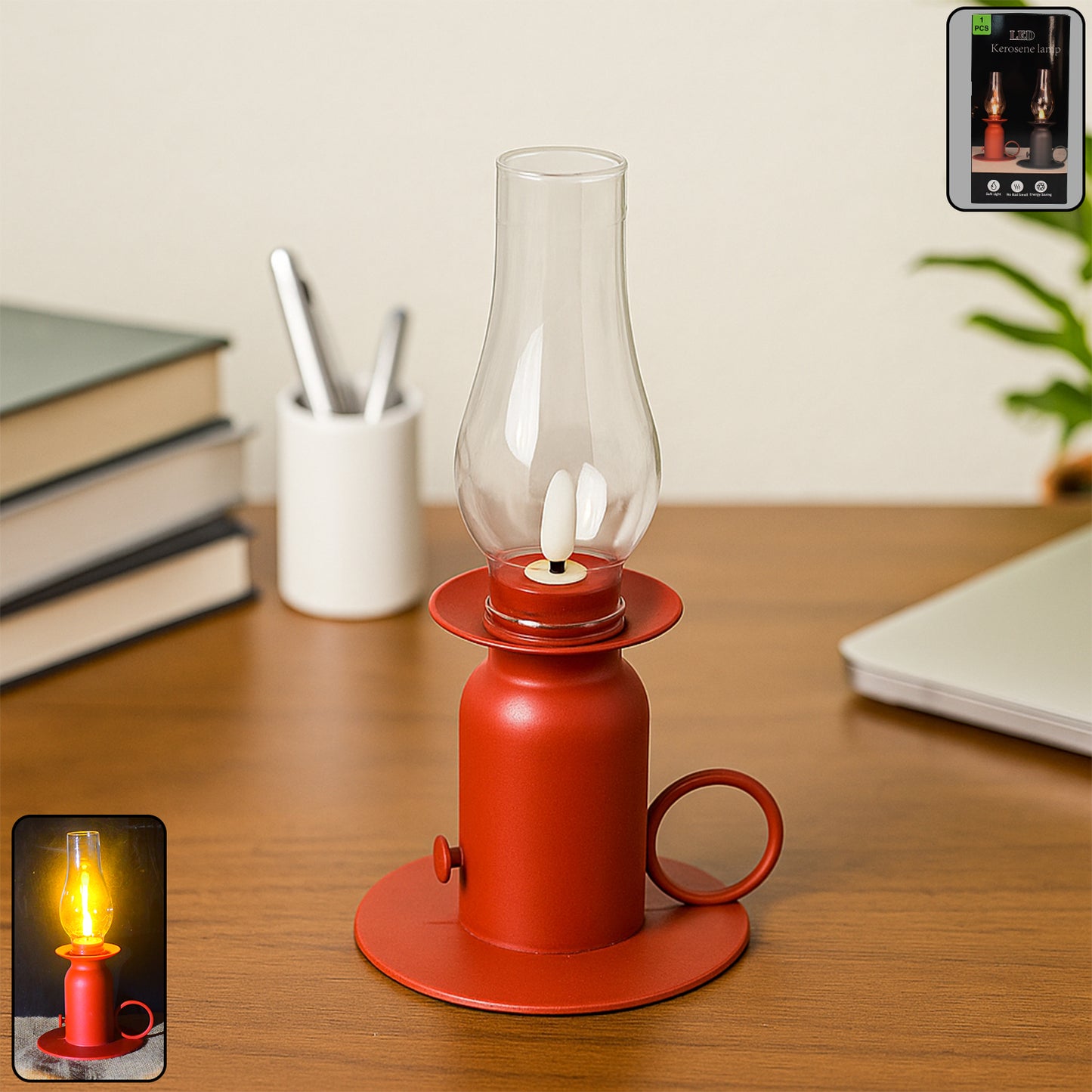 Vintage Style LED Candle Lamp - Battery Operated Flameless Lantern (1 Pc) - Happy Price - Image 3