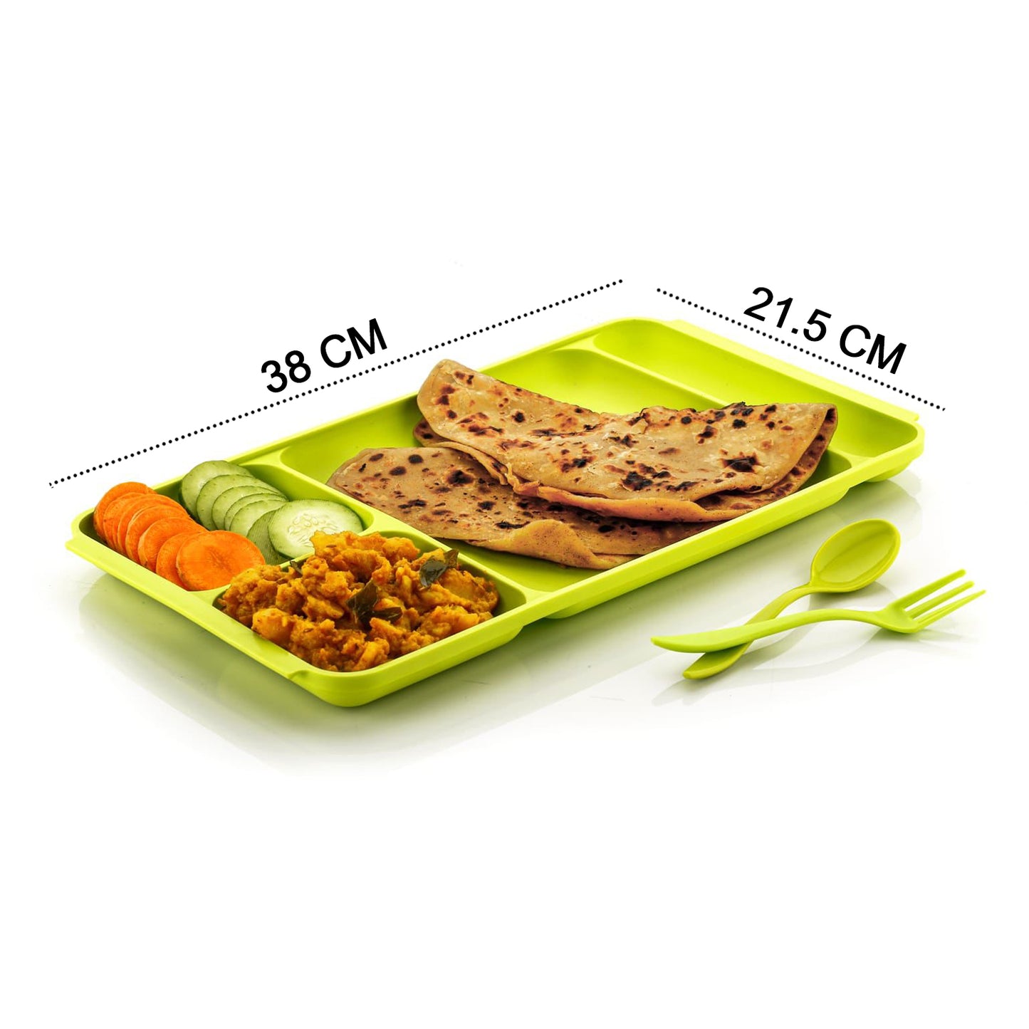 4compartment Dish With Spoon And Fork(1 Dish Set With 1spoon And 1fork) Dinner Plate Plastic Compartment Plate Pav Bhaji Plate 4-compartments Divided Plastic Food Plate. - Happy Price - Image 5