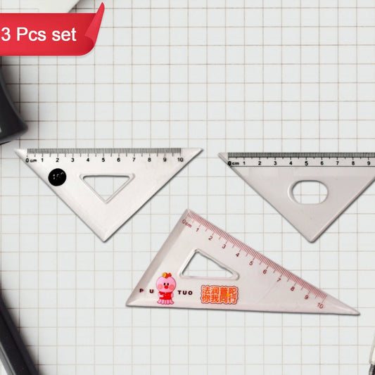 Transparent Plastic Set Square Ruler Kit (3 Pc) - Happy Price - Image 1
