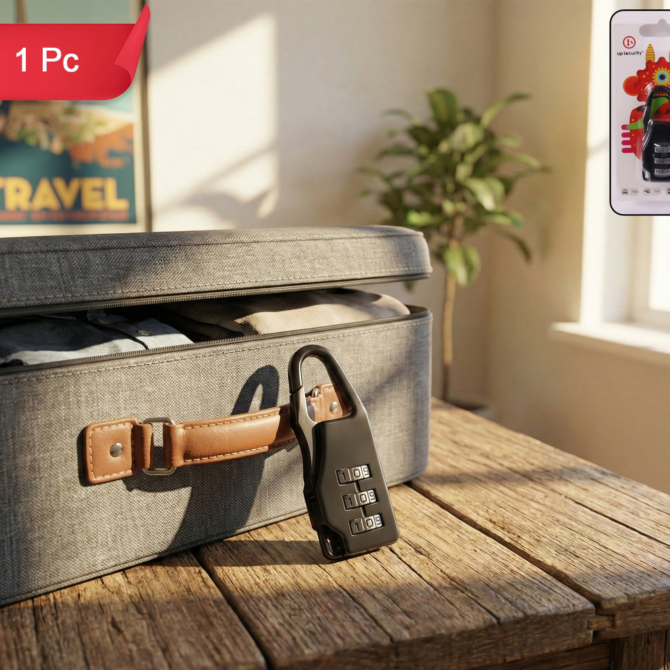 Secure 3-Digit Combination Travel Lock for Luggage & Bags (1 Pc) - Happy Price - Image 1