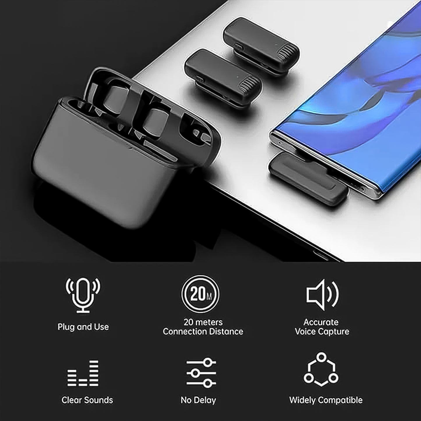 Wireless Microphones Collar Mic For All Smart Phone  Type-c  (1 Set) - Happy Price - Image 6