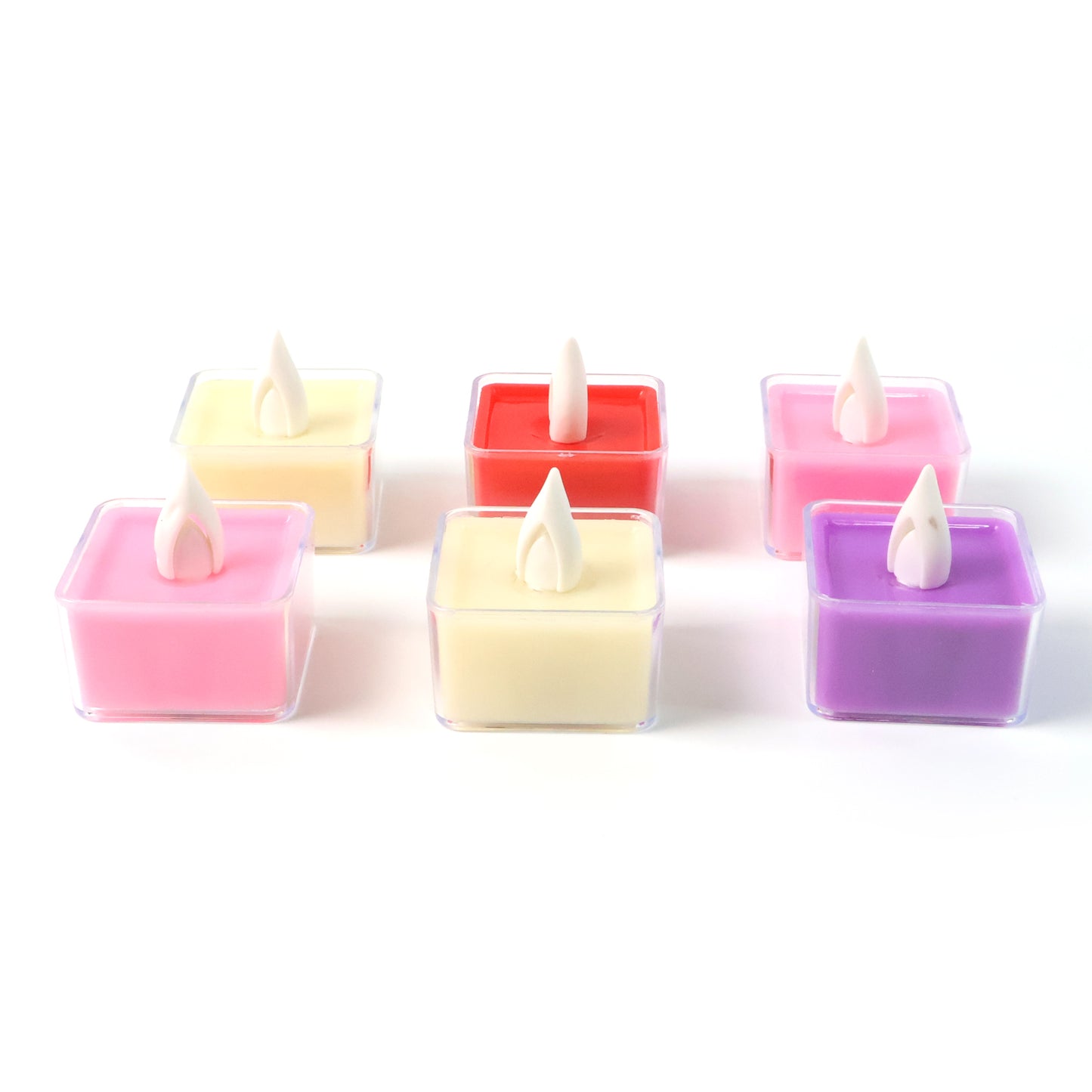 Set of 6 Square LED Flameless Tealight Candles with Multicolor Holders - Happy Price - Image 2