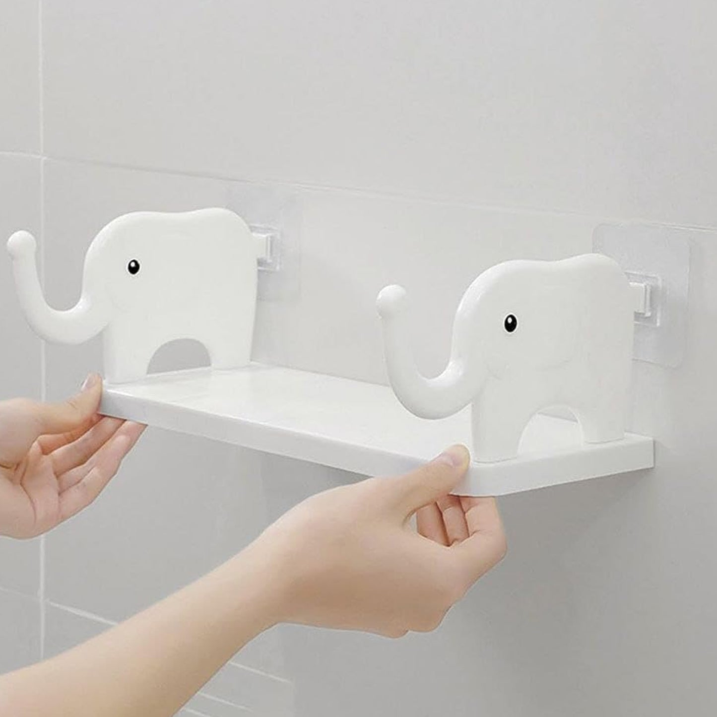 Multifunctional  Elephant Shaped Storage Shelf No Punching Wall Mounted Mini Storage Rack Creative Cute Elephant Shelf Organizer For Kitchen Bathroom Bedroom Study - Happy Price - Image 4
