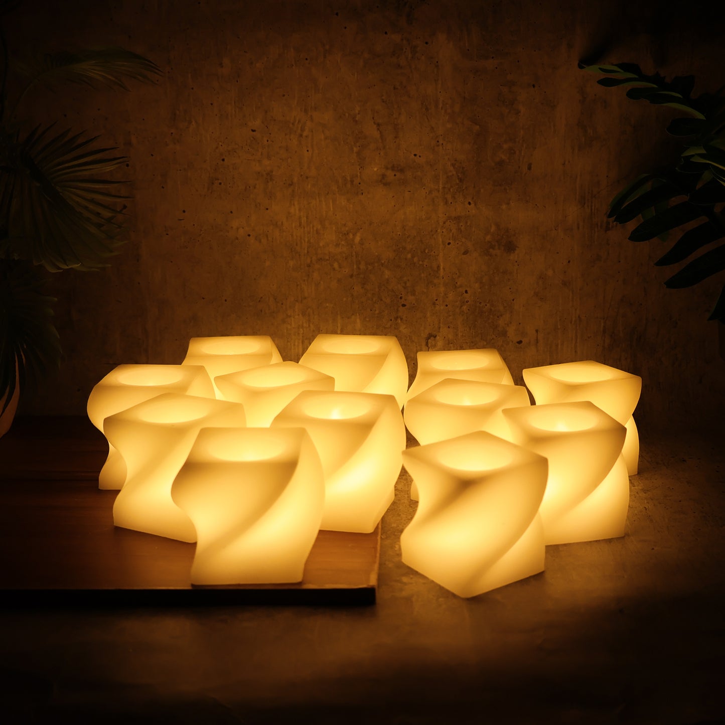 Set of 12 Square LED Flameless Tealight Candles - Warm White Glow - Happy Price - Image 4