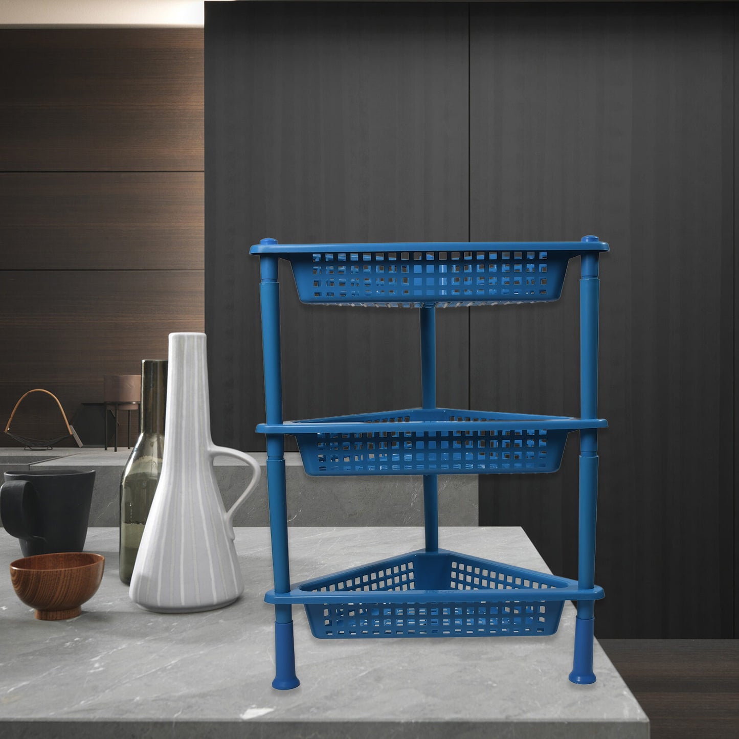 Triangle Storage Plastic 3-tier  Rack Shelf For Kitchen Living Room Bathroom Office - Happy Price - Image 5