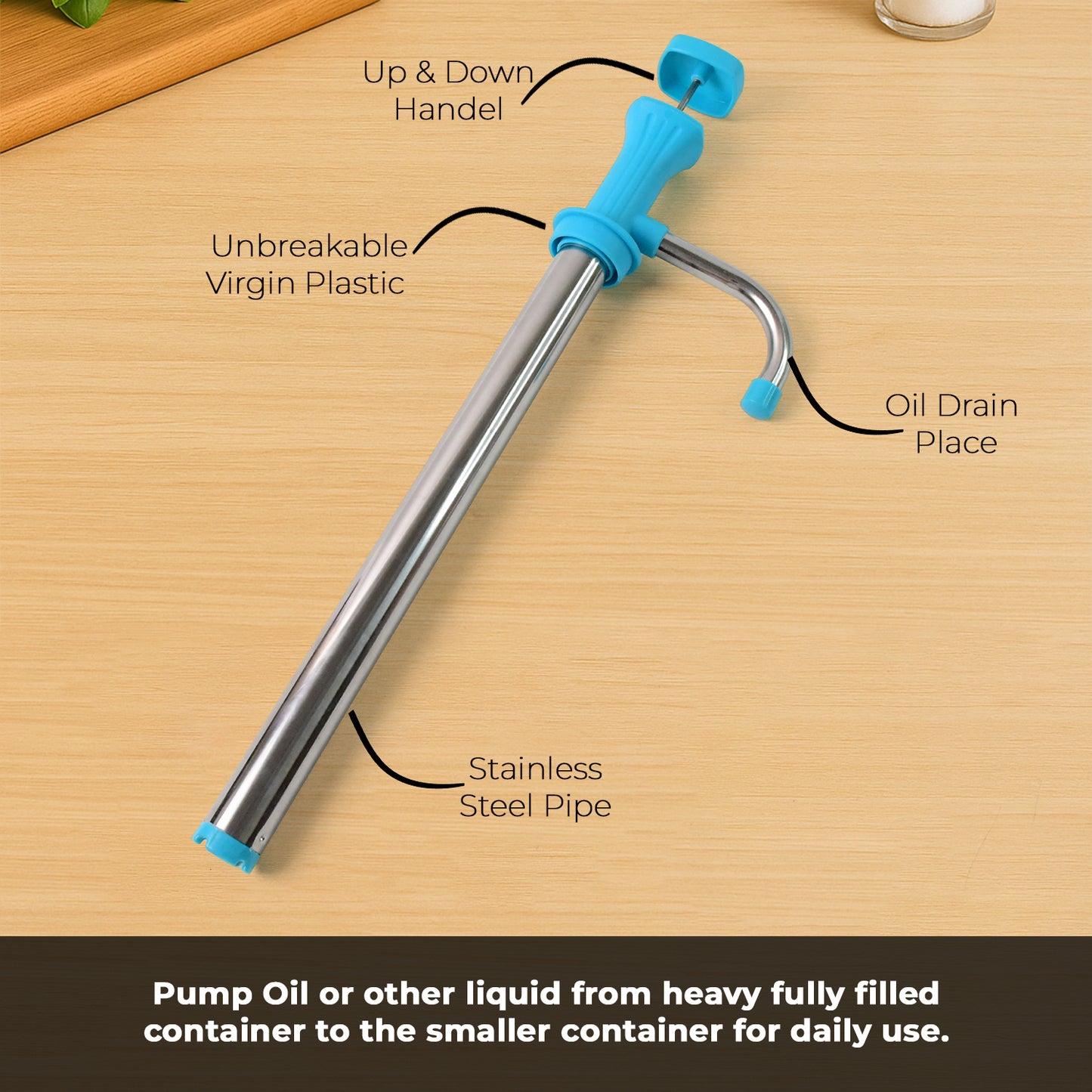 Manual Stainless Steel Oil Pump Dispenser for Kitchen - 1 Pc - Happy Price - Image 5