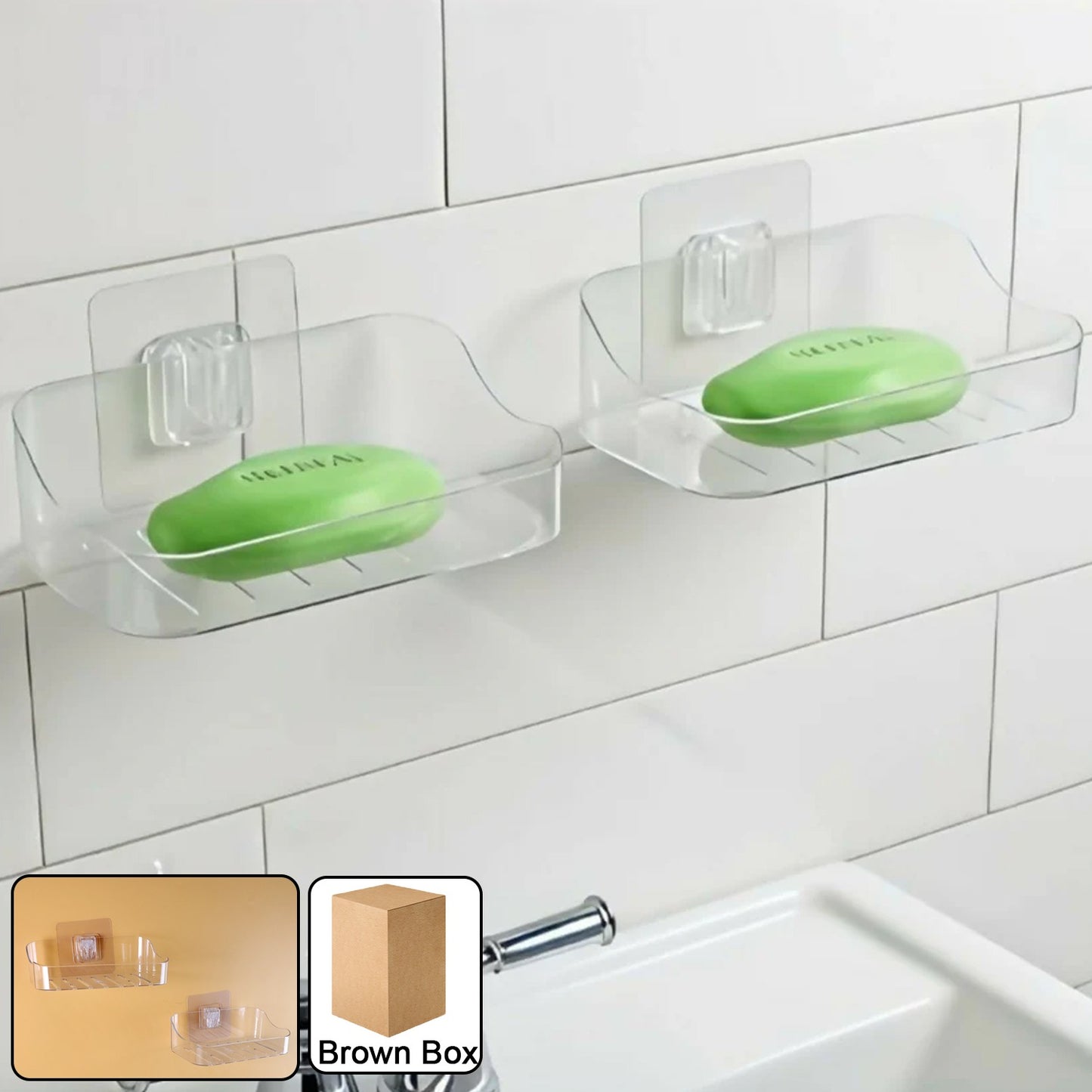 Set of 2 Transparent Wall-Mounted Soap Holders with Suction Cups - Happy Price - Image 7