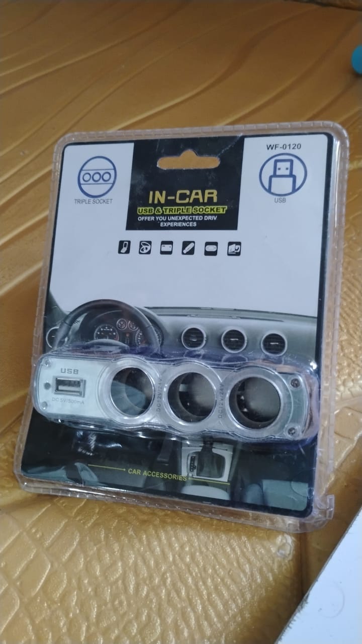 Triple 3 Way Car 12v Lighter Socket Splitter Usb Charger Power Adapter - Happy Price - Image 7