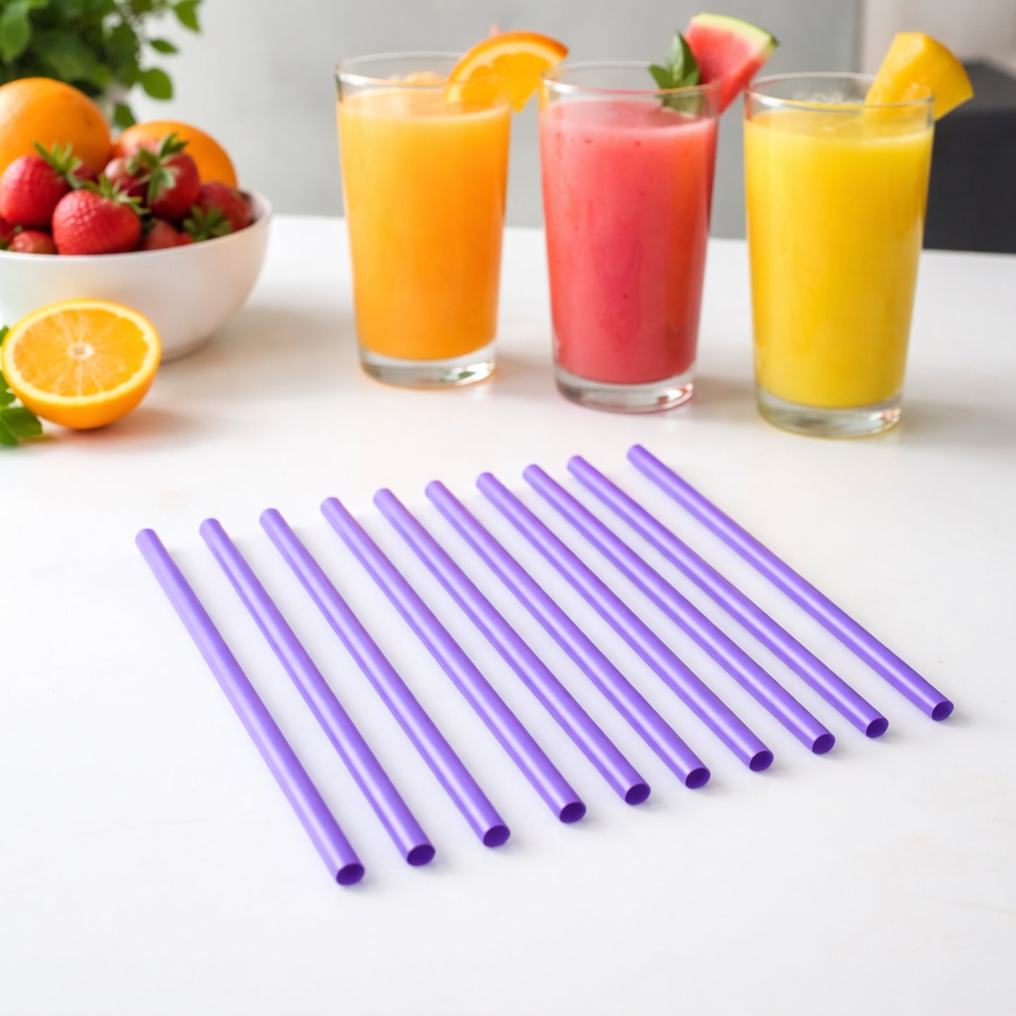 Pack of 10 Reusable Plastic Drinking Straws for Cold Beverages - Happy Price - Image 2