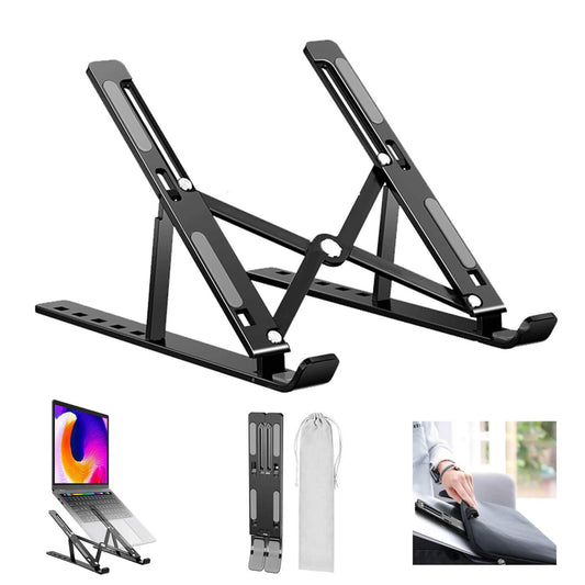 Adjustable Laptop Stand Holder With Built-in Foldable Legs And High Quality Fibre - Happy Price - Image 1
