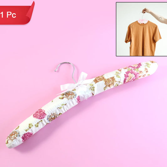 Floral Padded Clothes Hanger (1 Pc) - Satin Finish, Gentle on Delicates - Happy Price - Image 1