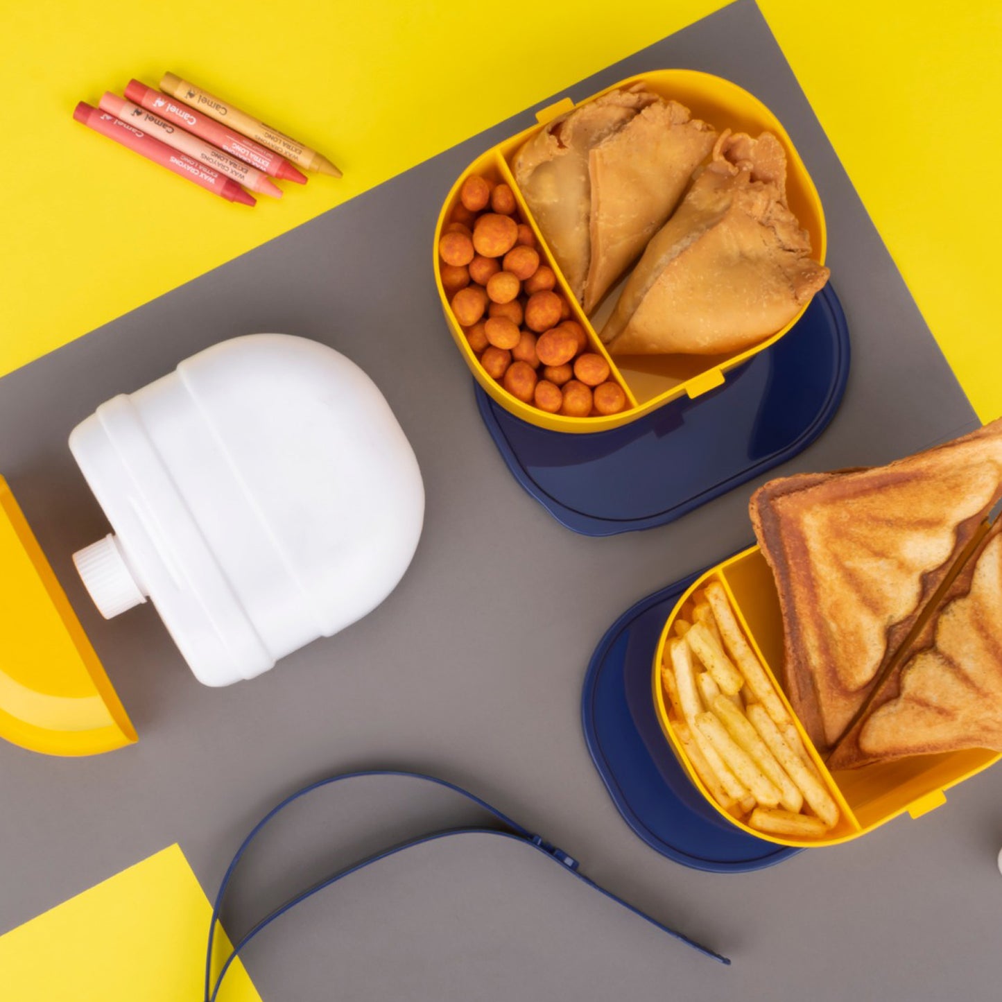 Mr. Chef Smart Lunch Box Capsule Shape Strap-on Lunch Box With Water Bottle And Handle - Happy Price - Image 3
