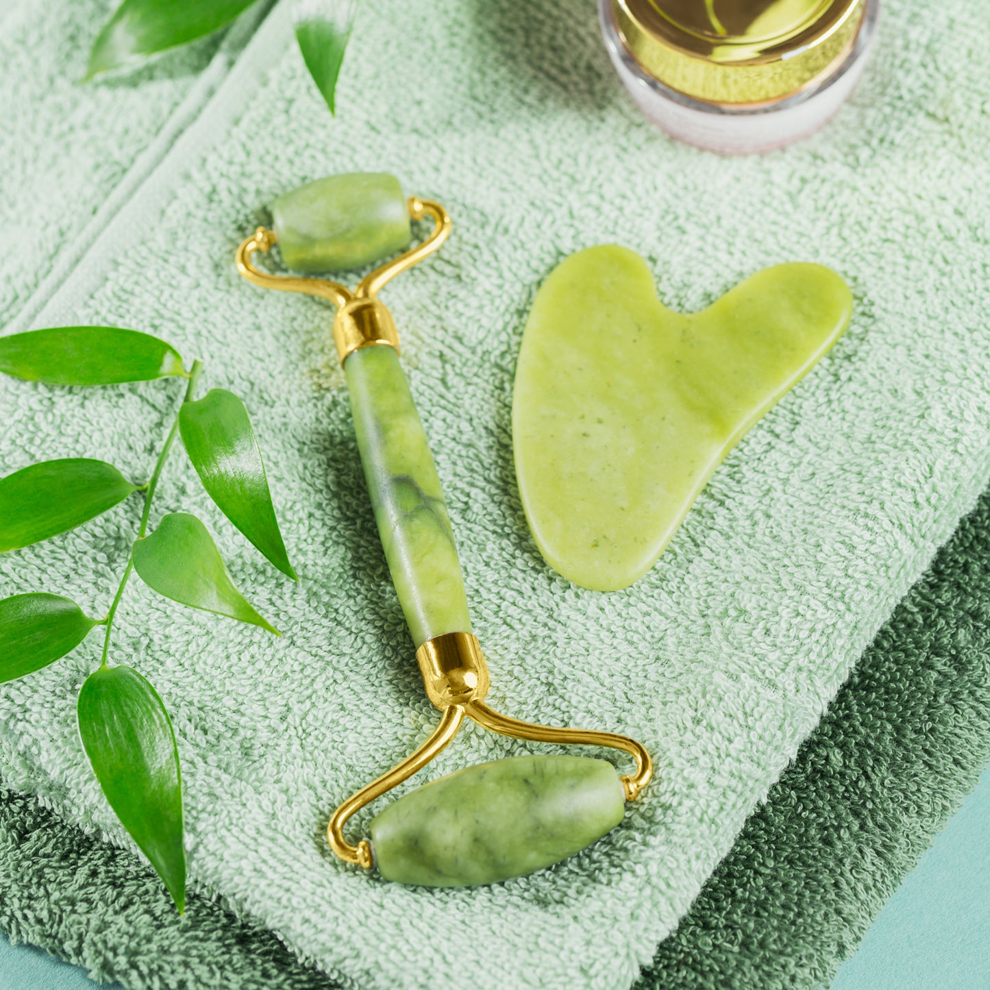 Gua Sha Stone And Anti Aging Jade Roller Massager For Face Massage Natural Face Skincare Massager  Face Roller Massager For Women  Face Shaper Jade Roller And Gua Sha Set For Glowing Skin - Happy Price - Image 7