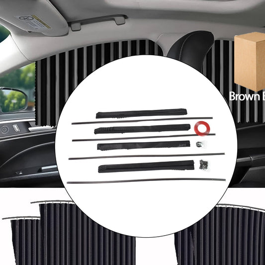 Curtain For Car Window  Heat  Sunshade Protection (4 Pcs With Curtain Hook  Adhesive Tap Set) - Happy Price - Image 1