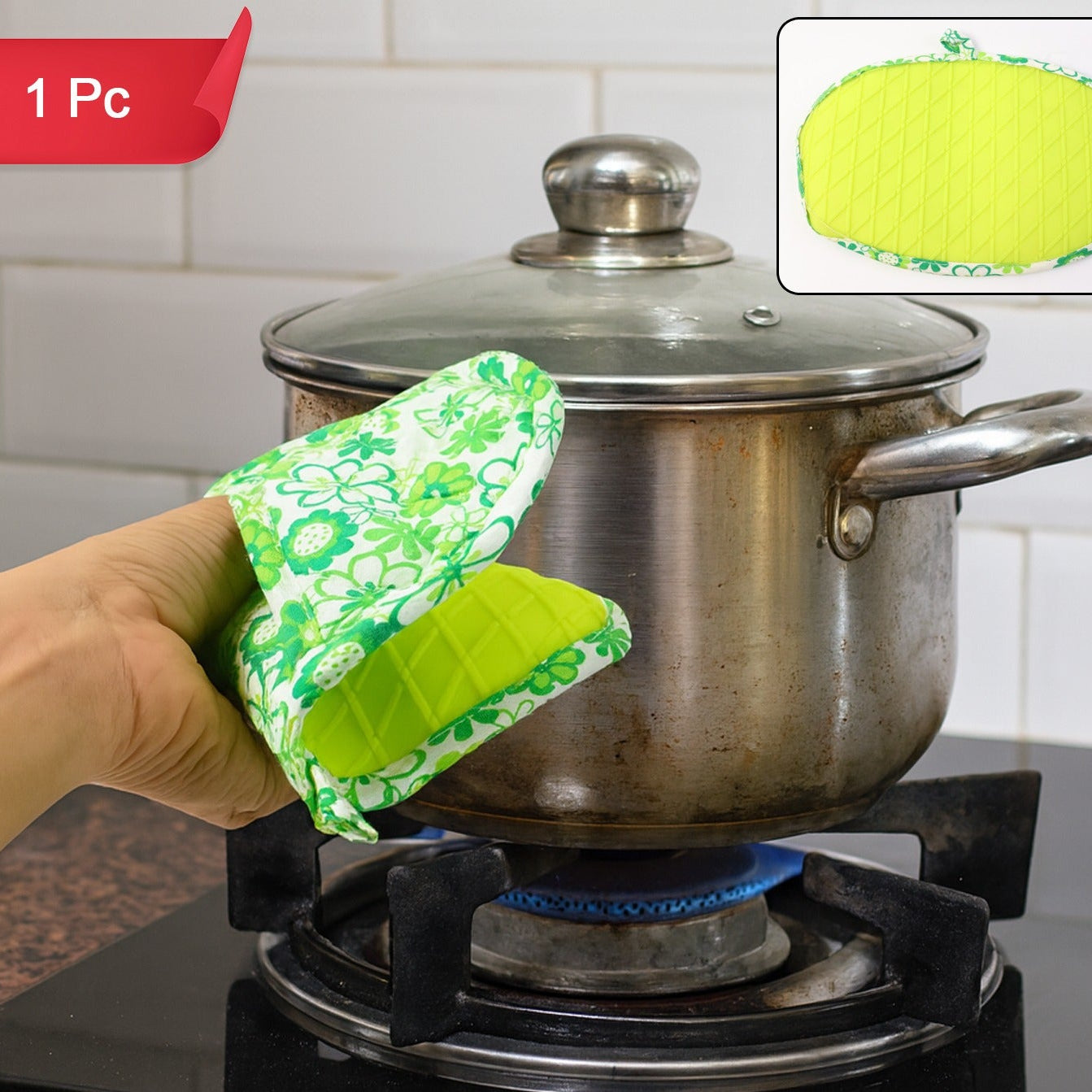Heat-Resistant Kitchen Hand Glove with Silicone Grip (1 Pc) - Safe Oven Mitt for Cooking & Baking - Happy Price - Image 1