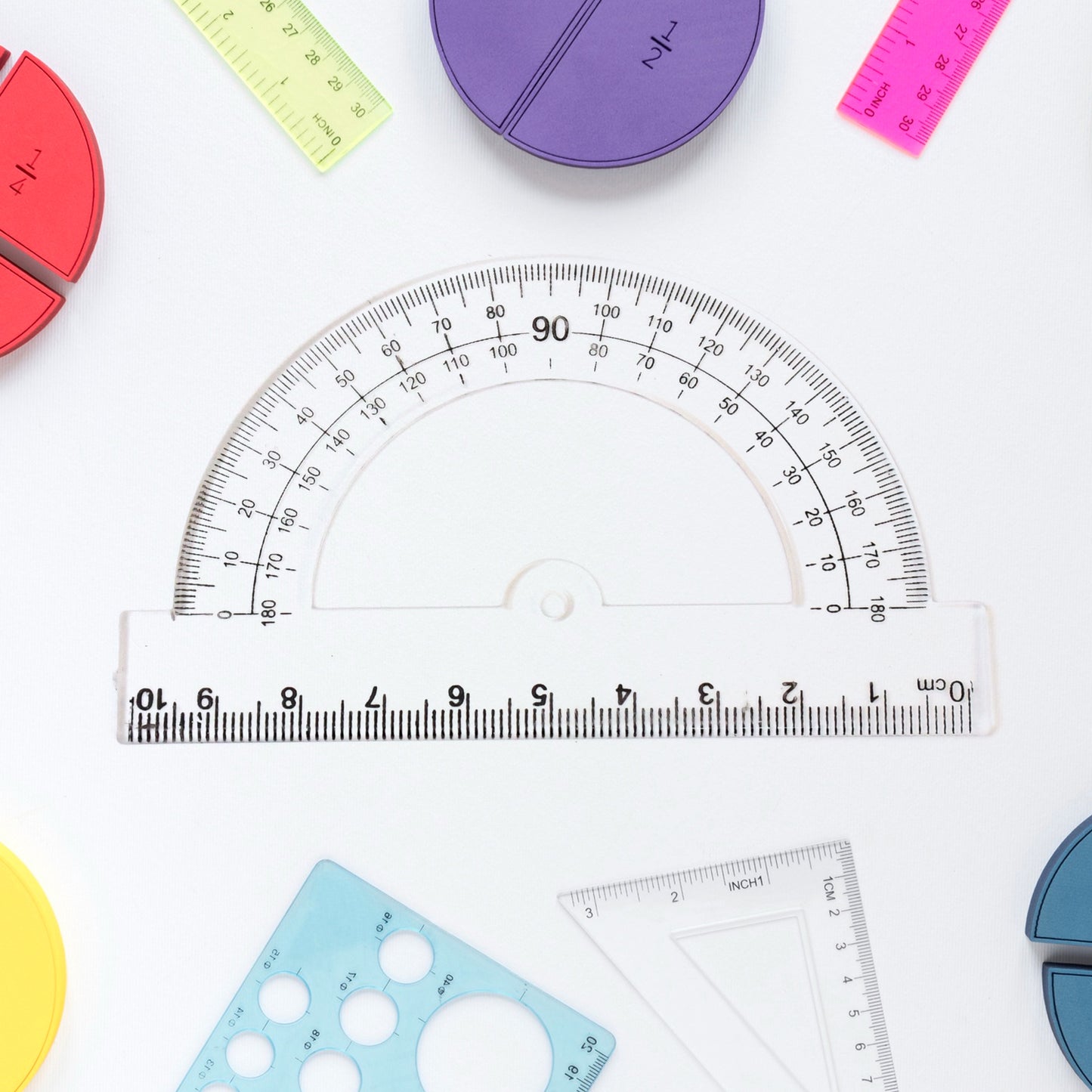 Plastic Geometry Set Triangle Ruler Protractor Straight Ruler (4 Pcs Set) - Happy Price - Image 4